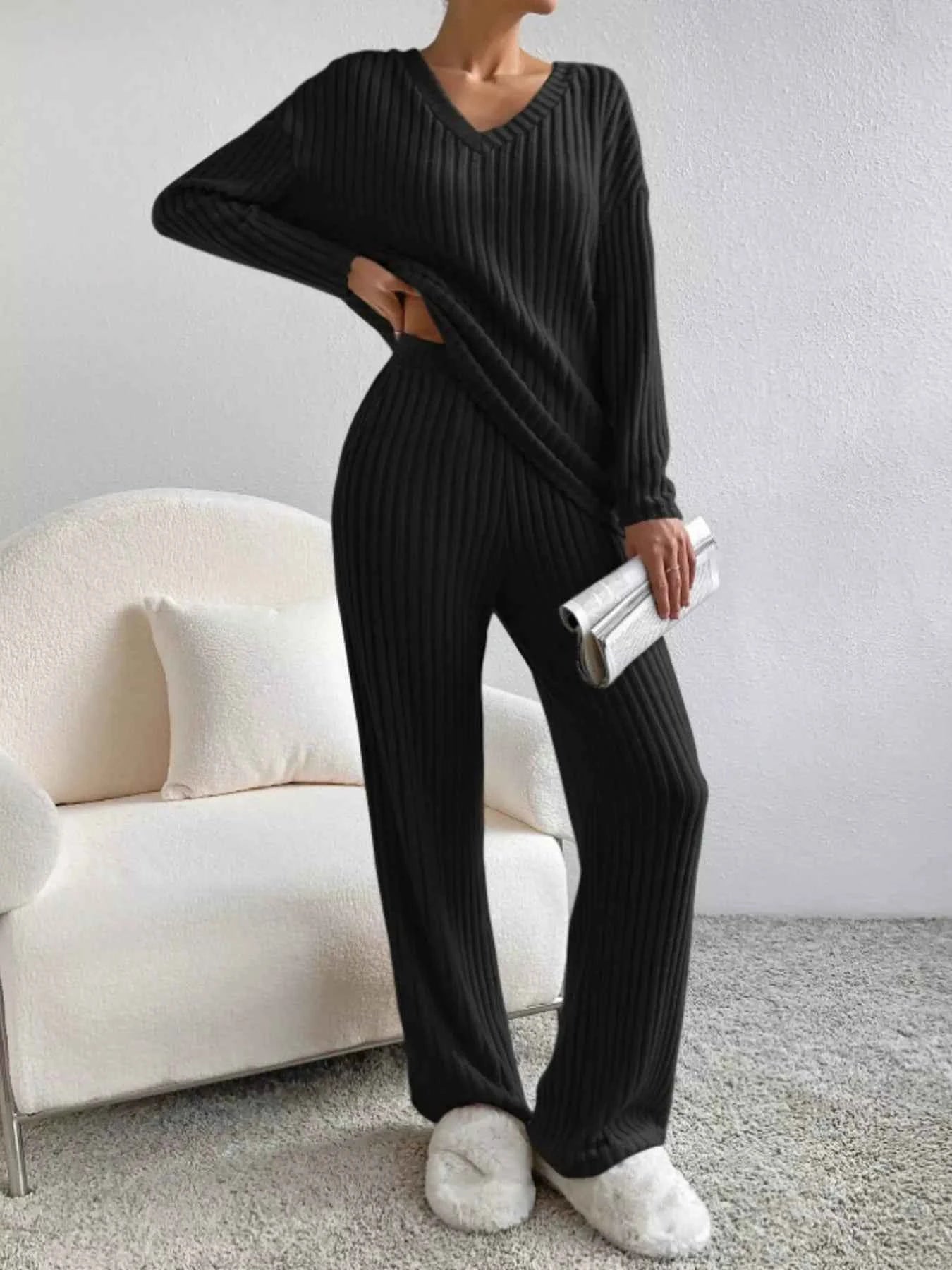 Ribbed Knit Long Sleeve Top and Pants Set 8d1cbe829ee64a91a0e8085a5d9a69b2-Max-Origin
