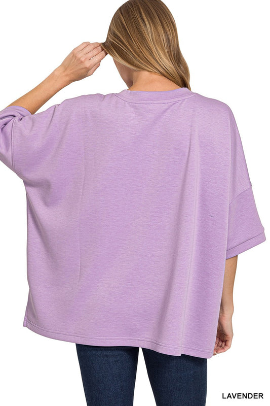 Scuba Round Neck Top With Side Slits 8d20c8b9af4d45d694d2027b79e8da71-Max