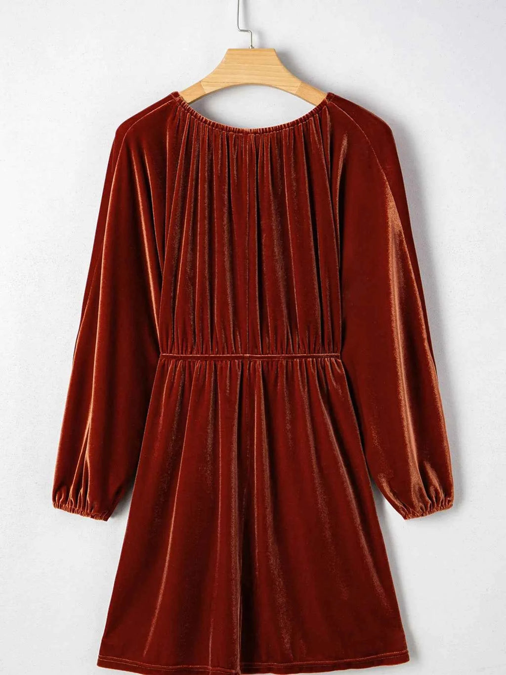 V Neck Puff Sleeve Velvet Dress 8d3d304f-8e9d-4350-a33b-87ccedaf3914-Max-Origin