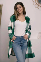 Double Take Full Size Plaid Button Up Lapel Collar Coat 8d3dba27dbf448f5bf6a16e93b266466-Max