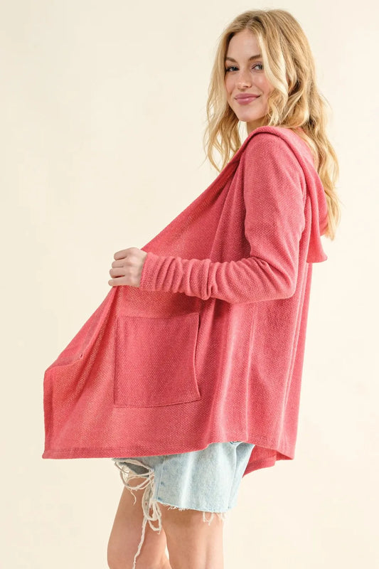 Thermal Hooded Open Front Cardigan with Pockets 8d47761c-a379-4970-9124-1c1e5b0fa192-Max