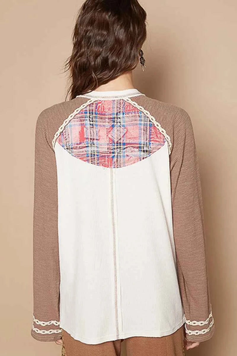 POL Plaid Number 06 Raglan Sleeve T-Shirt 8d4e9905-5648-4a99-8930-e9a171b8cee3-Max-Origin