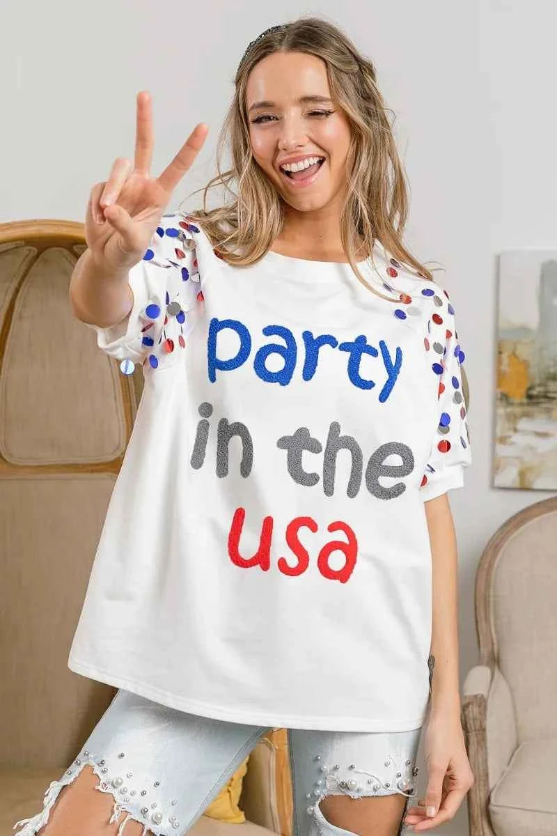 BiBi Party In The Usa Spangle Puff Sleeves Top 8d56719a76e74c4e83999d6bba1b0b8c-Max-Origin