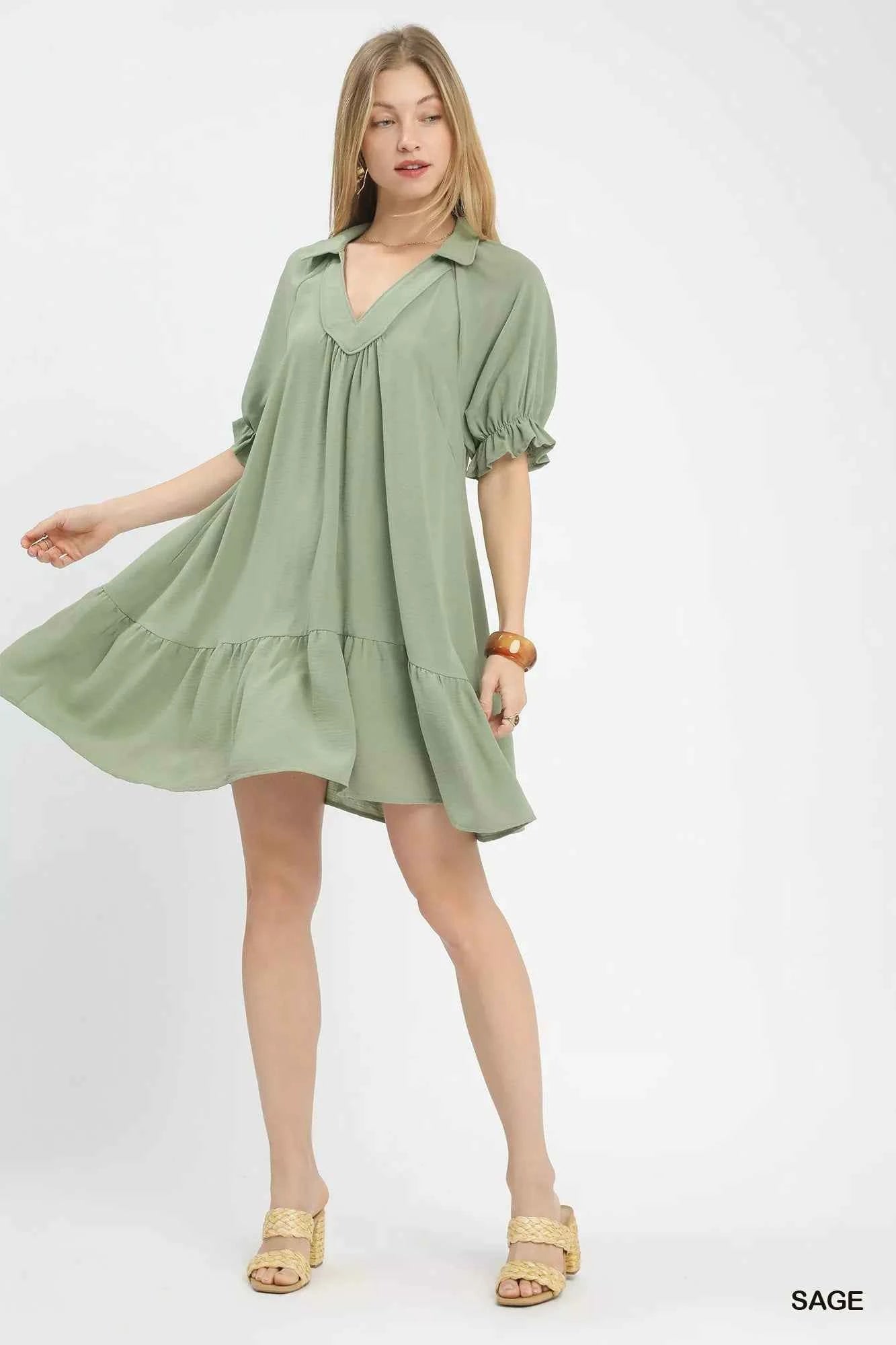 Umgee Tiered Puff Sleeve Babydoll Dress 8d659f78-78fb-4f40-9f06-e35f751c81d4-Max-Origin