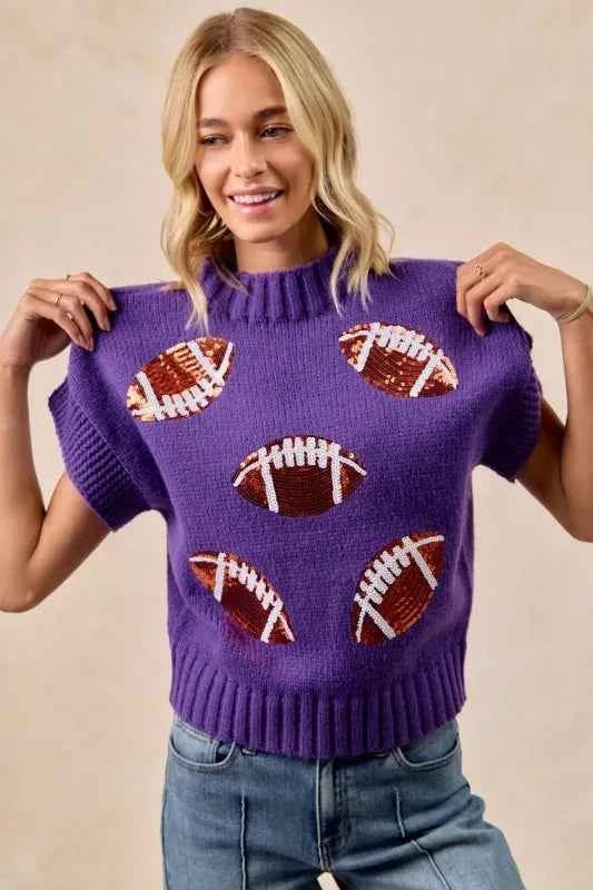 Gameday Sequin Football Patches Rib Banded Sweater 8d68885a-0d2c-46e5-9dcb-b6ec79d86729-Max-Origin