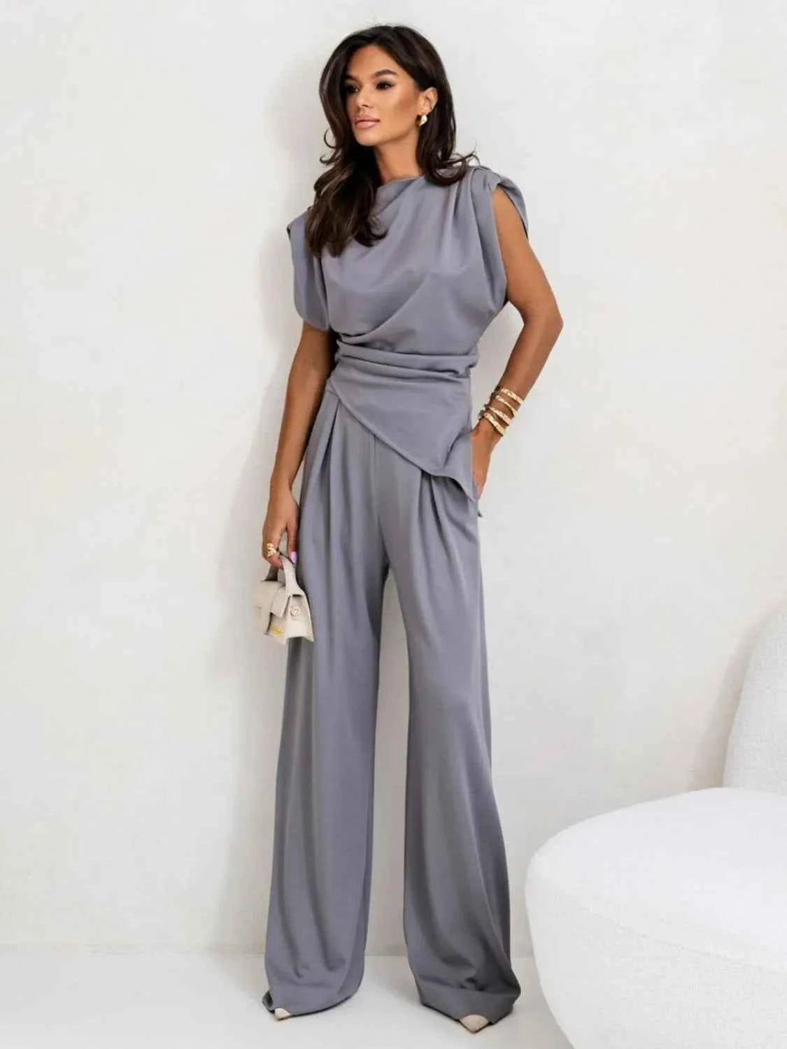 Slit Ruched Top and Wide Leg Pants Set 8d71f420-e945-4f9a-a124-dfab72e4bbc1-Max-Origin