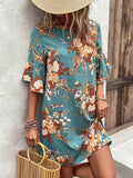 Floral Print Half Sleeve Mini Dress Green 8d7a3936898a45f6aae72e9c660ea421-Max-Origin