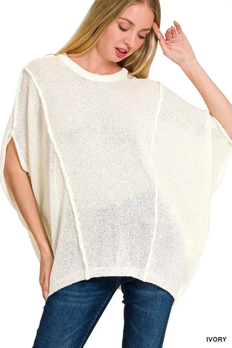 Zenana Drop Shoulder Short Sleeve Knit Top IVORY 8d815b497e664b889370e29efe6020c0-Max-Origin