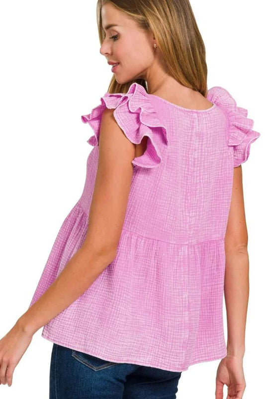 Double Gauze Acid Washed Tiered Ruffle Peplum Top 8d898474-bd11-49ec-b257-9066fa2e35fb-Max-Origin