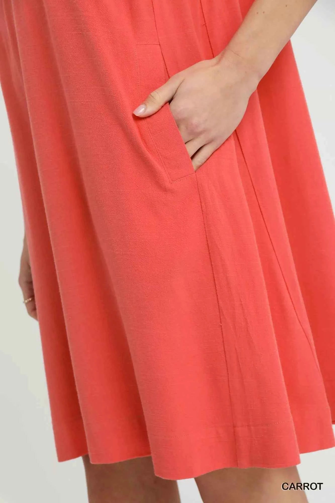 Umgee Linen Flutter Sleeve Shift Dress with Pockets 8d98aea5-8c9a-4f80-93ac-274177e888b7-Max-Origin