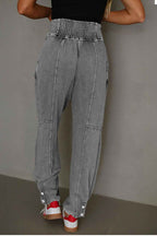 Medium Grey Mineral Wash Jogger Style High Waist Pants 8d9974af09d37110