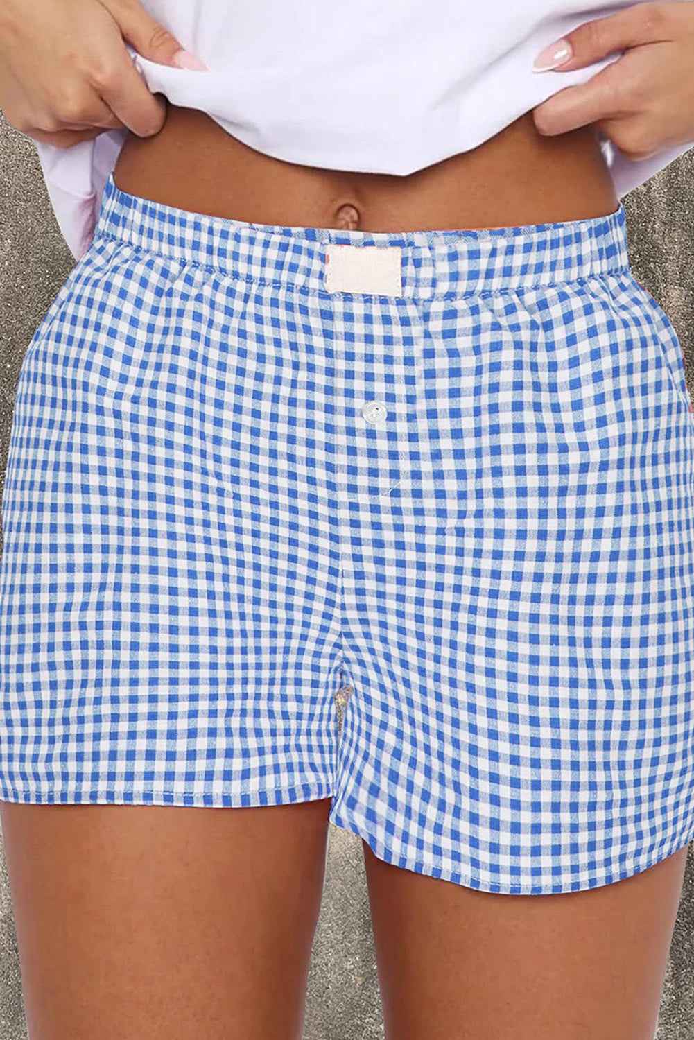 Red Vintage Plaid Print High Waisted Loose Wide Leg Shorts 8dacc1f34fe1c630