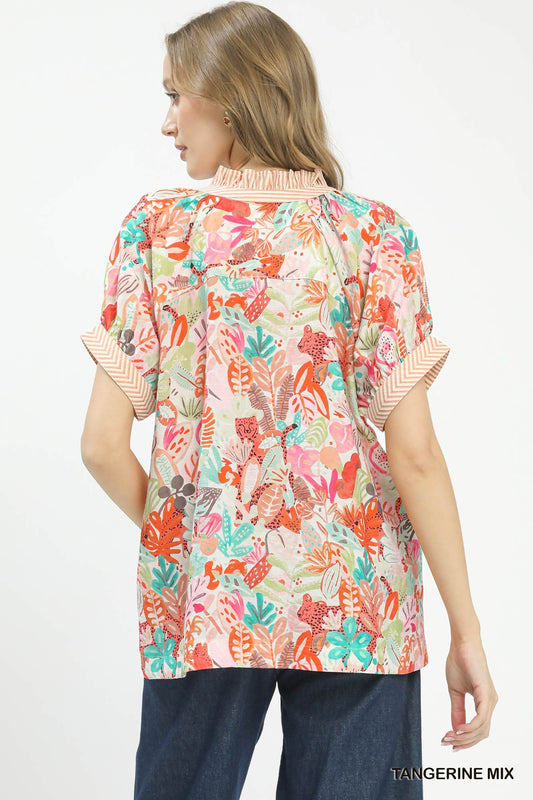 Mix Boho Printed V-Neck Top 8daefdc0-7983-4dc6-85fc-cac92fa2da79-Max