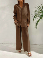 Long Sleeve Shirt & Wide Leg Pants Set 8db46711-a7db-4ed9-b623-872e7585b62c-Max-Origin