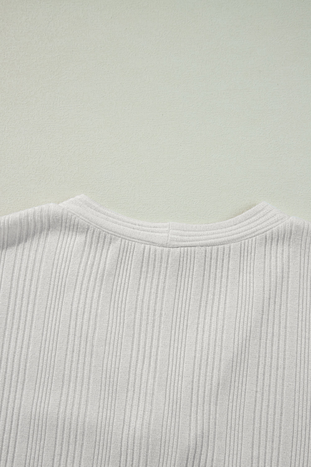 White Ribbed Plain Knit Cardigan