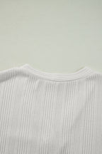 White Ribbed Plain Knit Cardigan