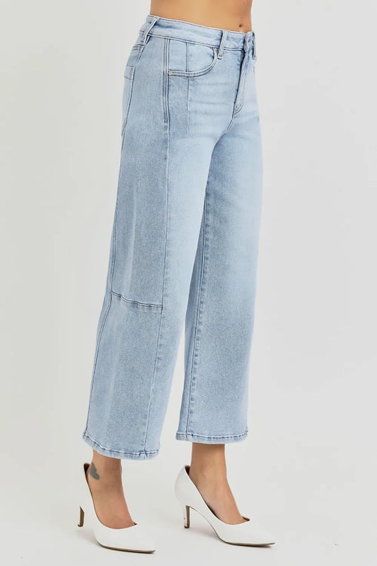 Full Size High Rise Seamed Detail Wide Leg Crop Jeans 8dbff7b6-8da4-4ef9-9f2a-9c6114500216-Max