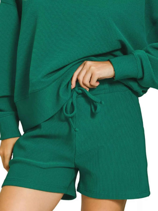 Ribbed Round Neck Pullover and Shorts Set 8dc61f01-d0a3-4497-bcff-ab6b2b8ed7af-Max-Origin