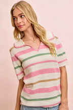 BiBi Multi Colors Stripes Collared Knit Top 8dcafb8e0b12491f9a37624e07d4d9da-Max-Origin