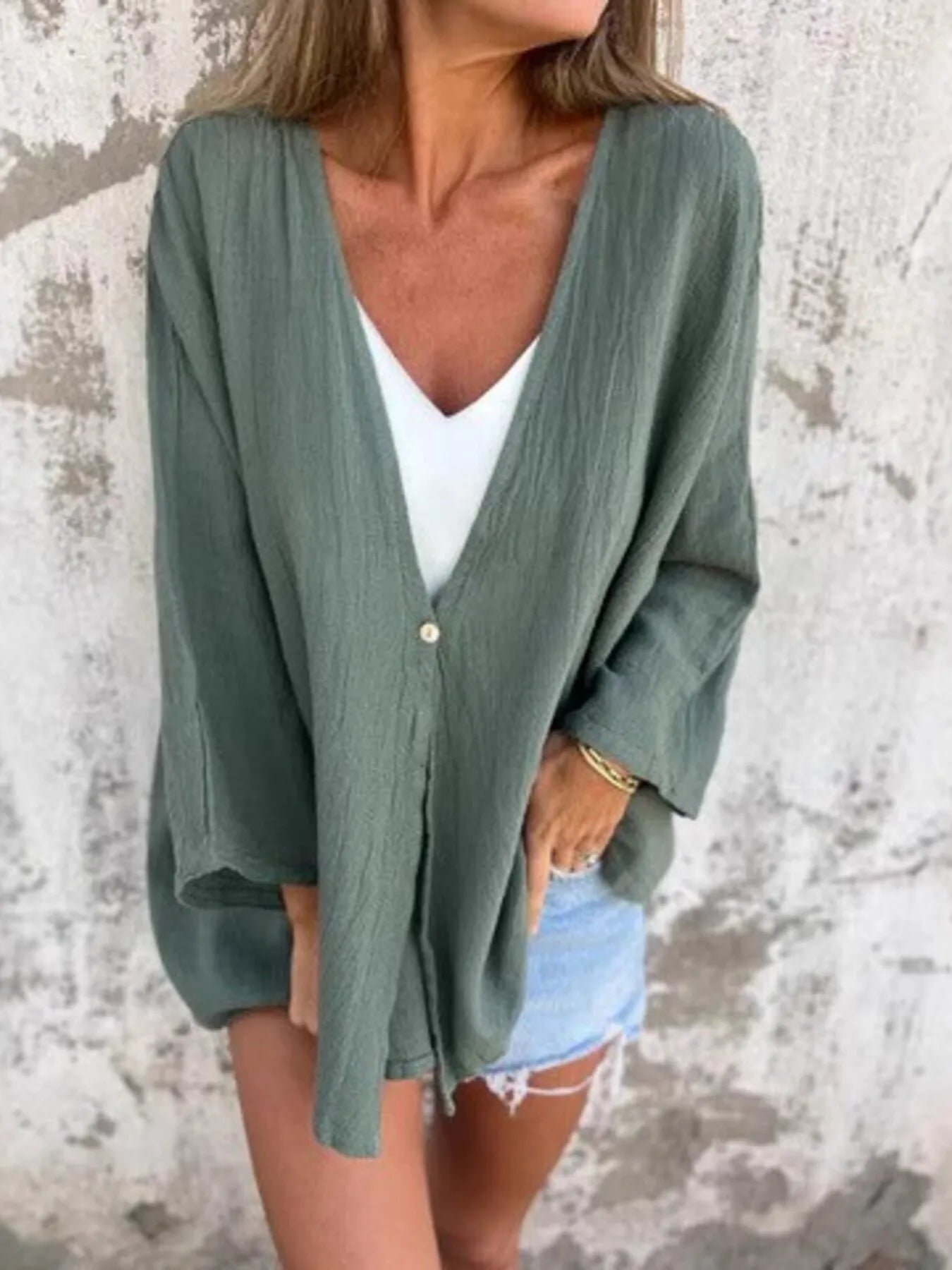 Full Size Oversized Button-Up Cardigan Plus Size Green 8dcc6f1810424b2684a8fa769935efd5-Max-Origin