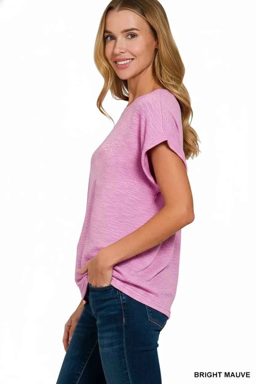 Zenana Hacci Slub Rolled Up Sleeve Tee 8dd50e03-f3f8-4f6c-ac5f-b1d808d1f97e-Max-Origin