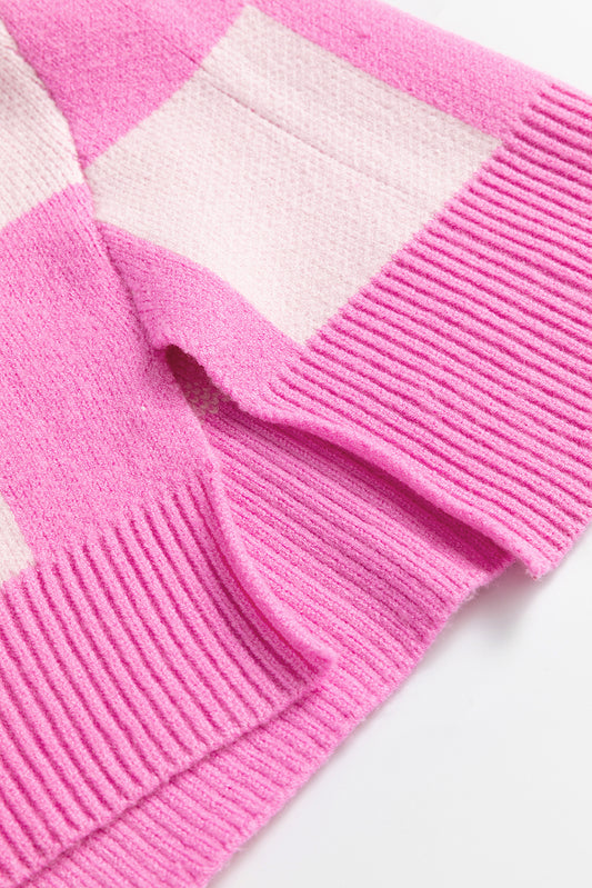 Pink Checkered Button Collared Sweater 8dd8d9a6ec2780f6