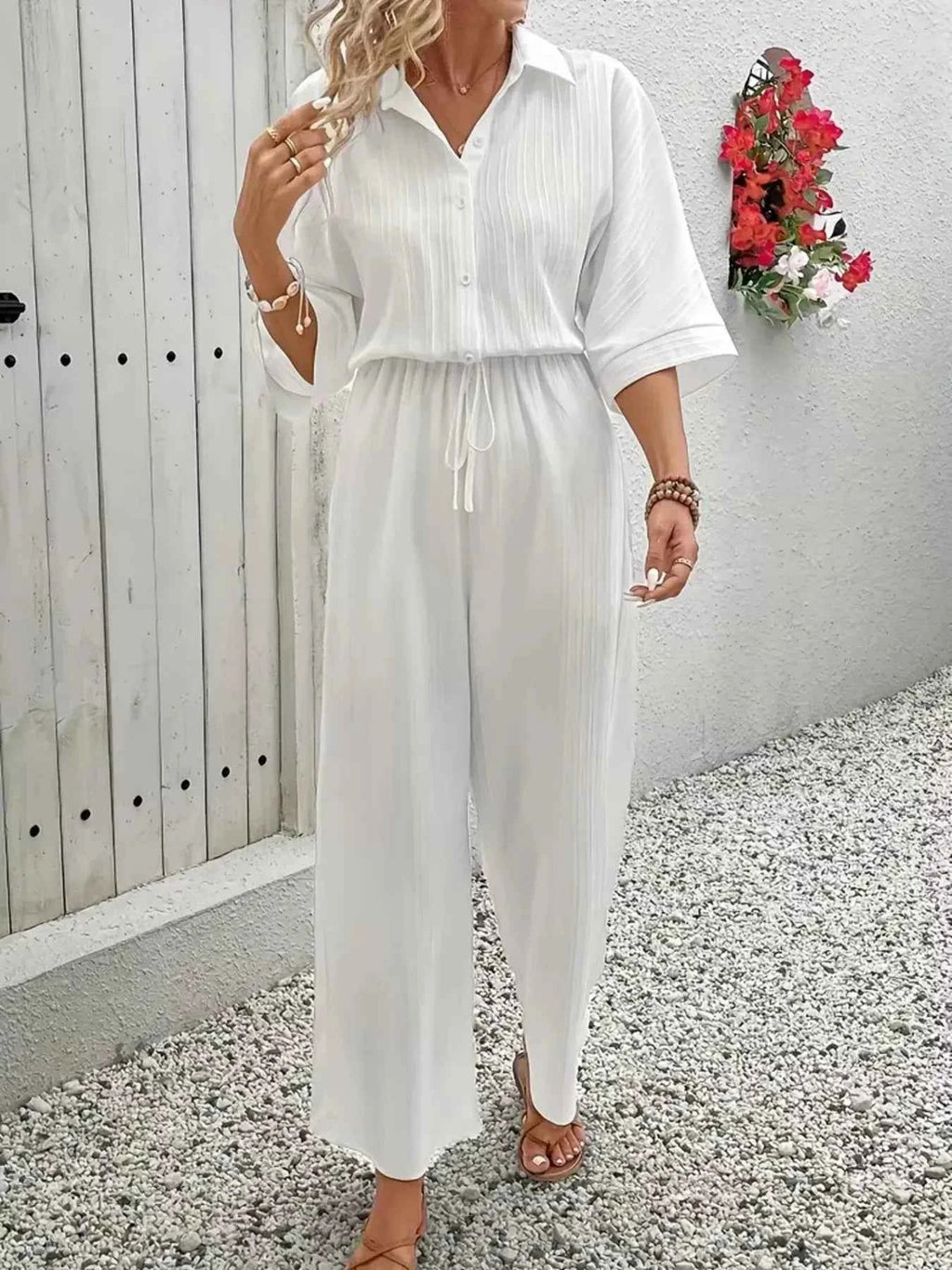 Button Front Half Sleeve Wide Leg Jumpsuit 8ddee675e08049c8bbafecec322adb55-Max-Origin
