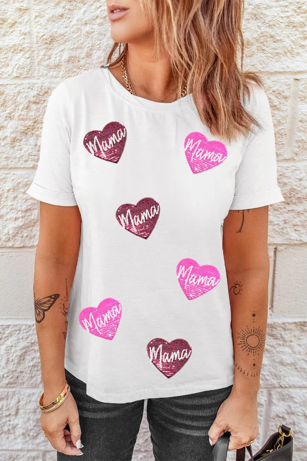 MAMA Heart Shape Sequin Patched Crew Neck T Shirt 8de43a75-04e6-41d3-a36b-846fbe3b2c17-Max-Origin