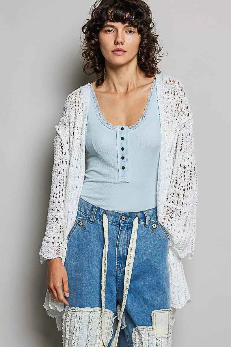 POL Openwork Lightweight Open Front Cardigan with Scalloped Edge 8de7d839-0a83-407a-87d5-bf92f24fe319-Max-Origin