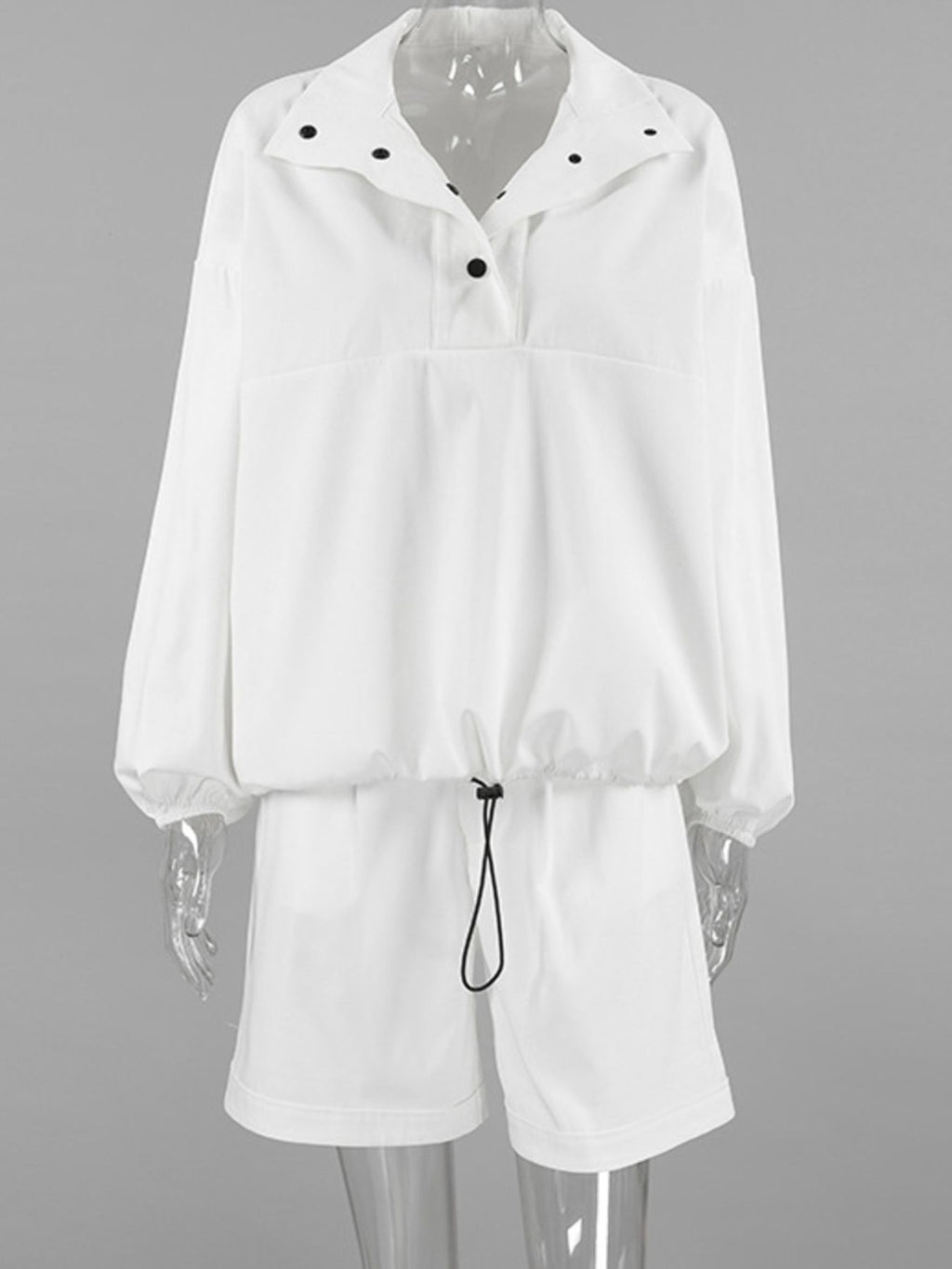 Snap Detail Long Sleeve Top and Shorts Set 8dfd94dd-74ce-435d-ac54-9469527956d6-Max