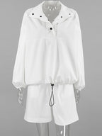 Snap Detail Long Sleeve Top and Shorts Set 8dfd94dd-74ce-435d-ac54-9469527956d6-Max