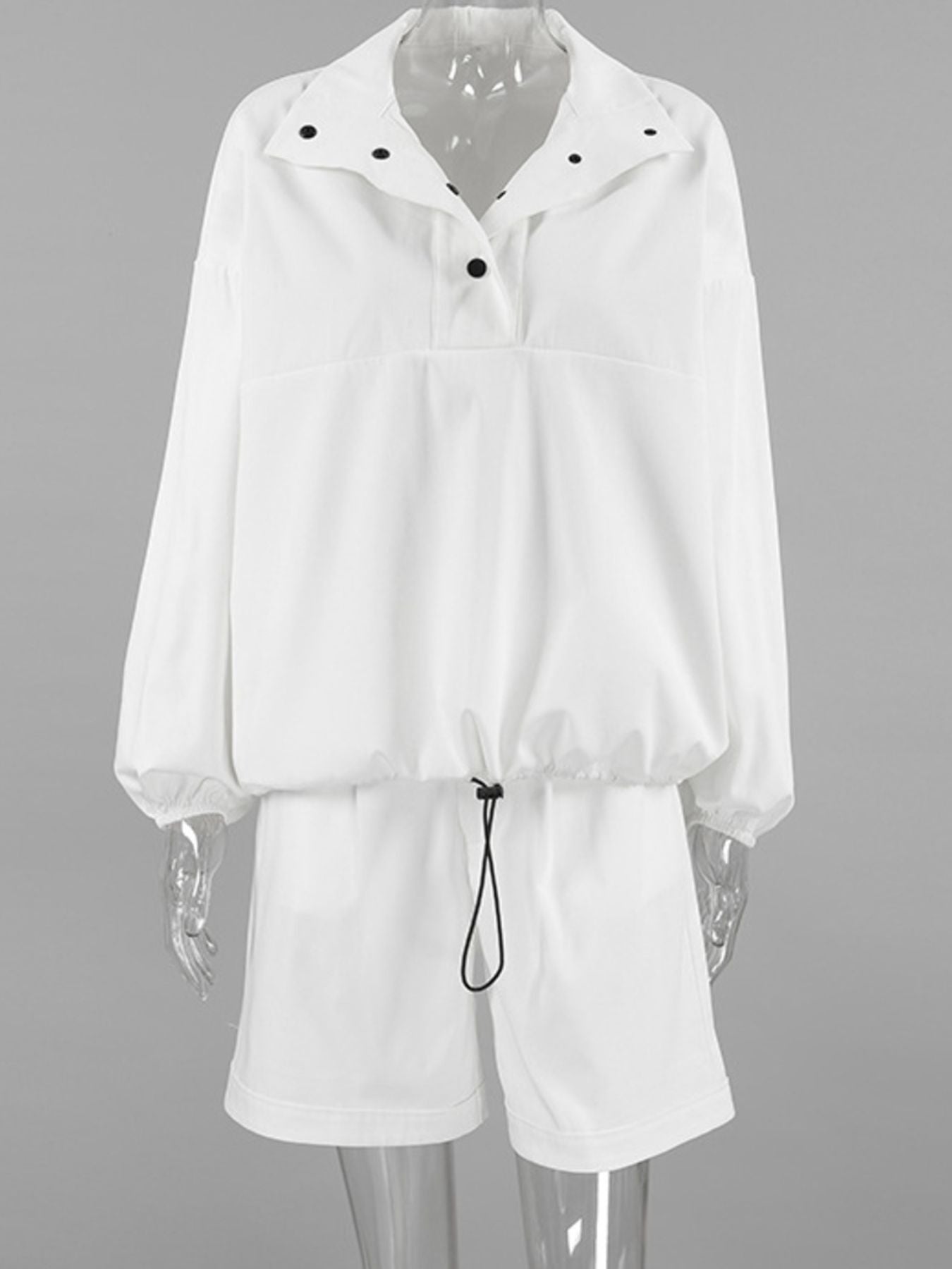 Snap Detail Long Sleeve Top and Shorts Set 8dfd94dd-74ce-435d-ac54-9469527956d6-Max