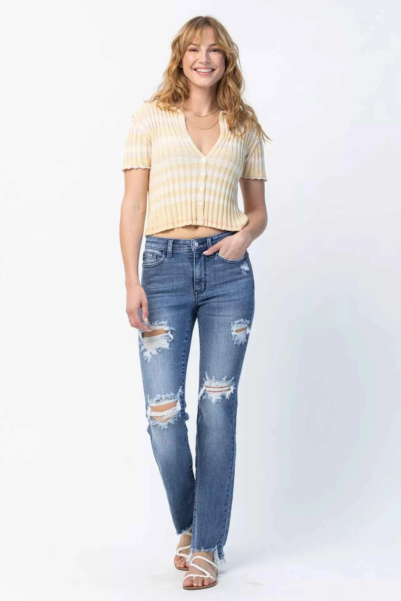 Judy Blue Full Size Mid Rise Destroy Straight Jeans Plus Size 8e1681f0-336f-40a8-8909-813506cf7acf-Max-Origin