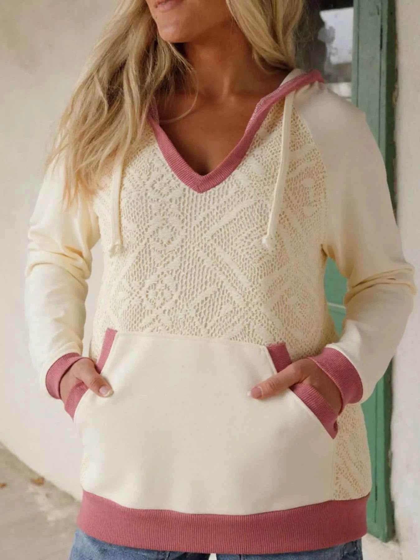 Crochet Panel Kangaroo Pocket Hoodie 8e1ced15-e855-4625-8cde-de3a80e1e6ff-Max-Origin