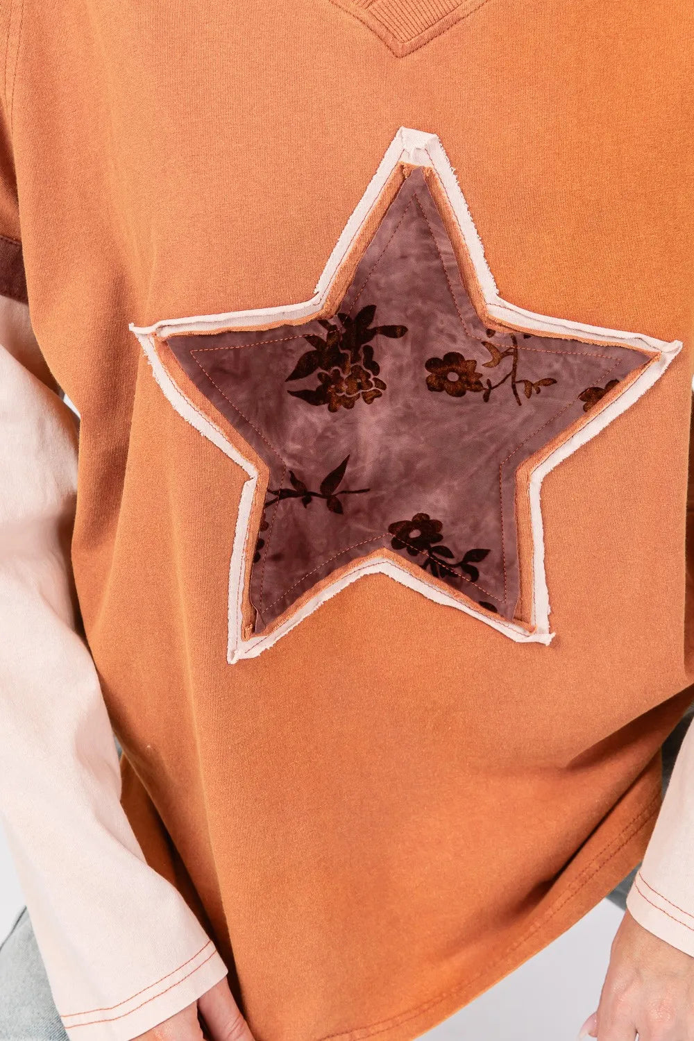 SAGE + FIG Star Patch Long Sleeve Color Block T-Shirt 8e1f5af6-f294-43a5-bf2f-4f906ca1d1bd-Max