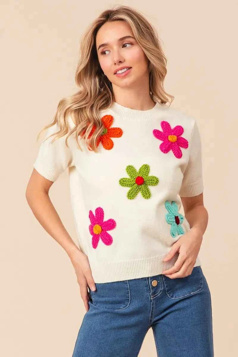 BiBi Crochet Flower Patch Sweater Top IVORY 8e2109dc00f4417884a1aac99203ddc4-Max-Origin