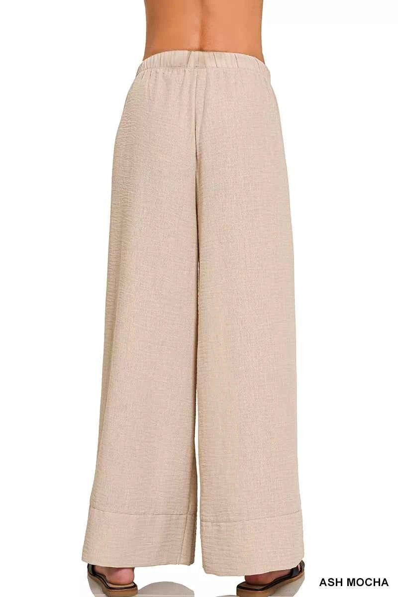 Zenana Woven Airflow Drawstring Pants 8e25398d-9944-47a5-b190-c2825f8dbb6a-Max-Origin