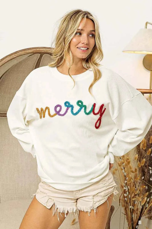 Merry Tinsel Lettering Drop Shoulder Sweatshirt 8e304becd56748968af1a05676204032-Max-Origin