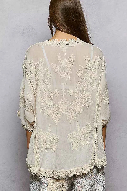 Floral Embroidered Top with Trim Edge 8e36e656-bc1d-41d1-b585-68ef742640b4-Max-Origin
