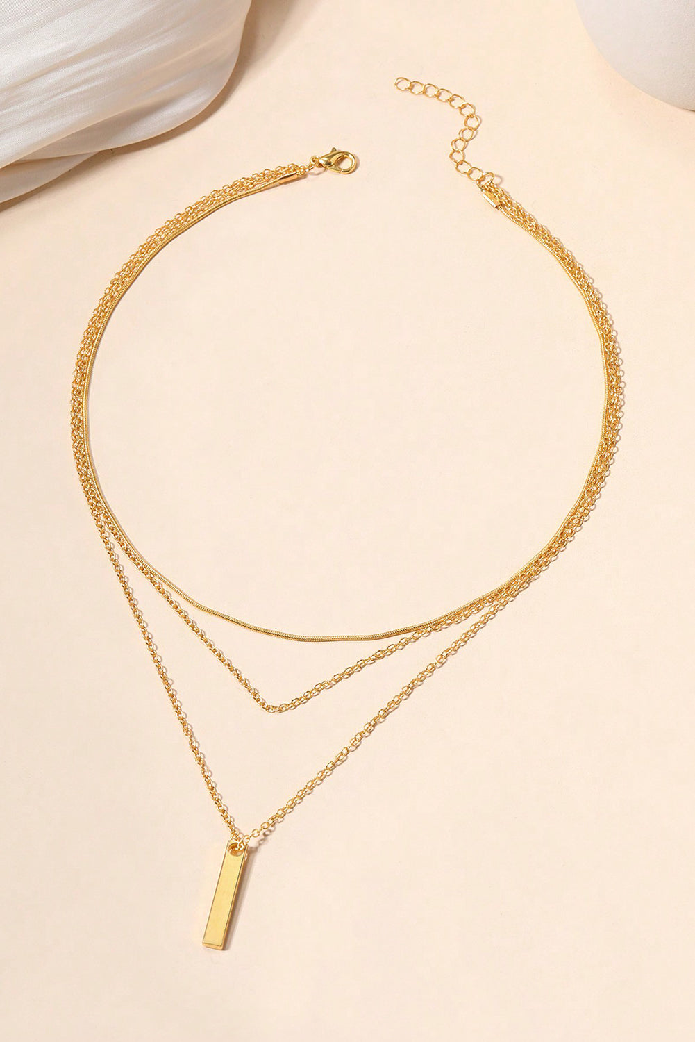 Gold Bar Pendant Layered Adjustable Chain Necklace 8e384073fea966f1