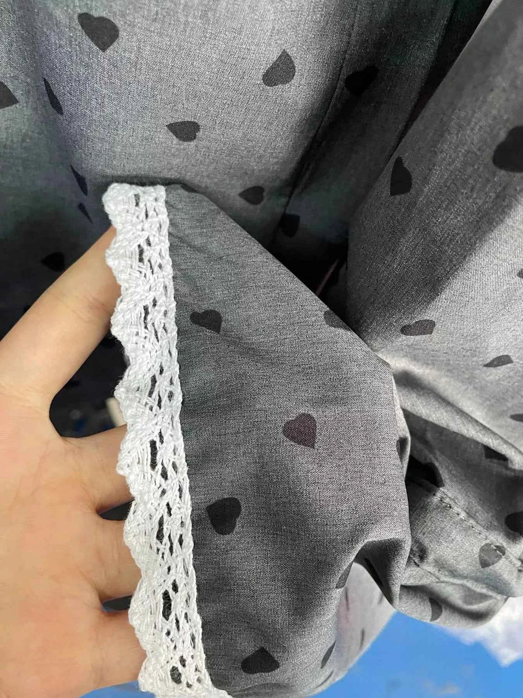 Heart Print Button Up Flounce Sleeve Shirt 8e3987948ea54b5e8a5099f55971b09a-Max-Origin