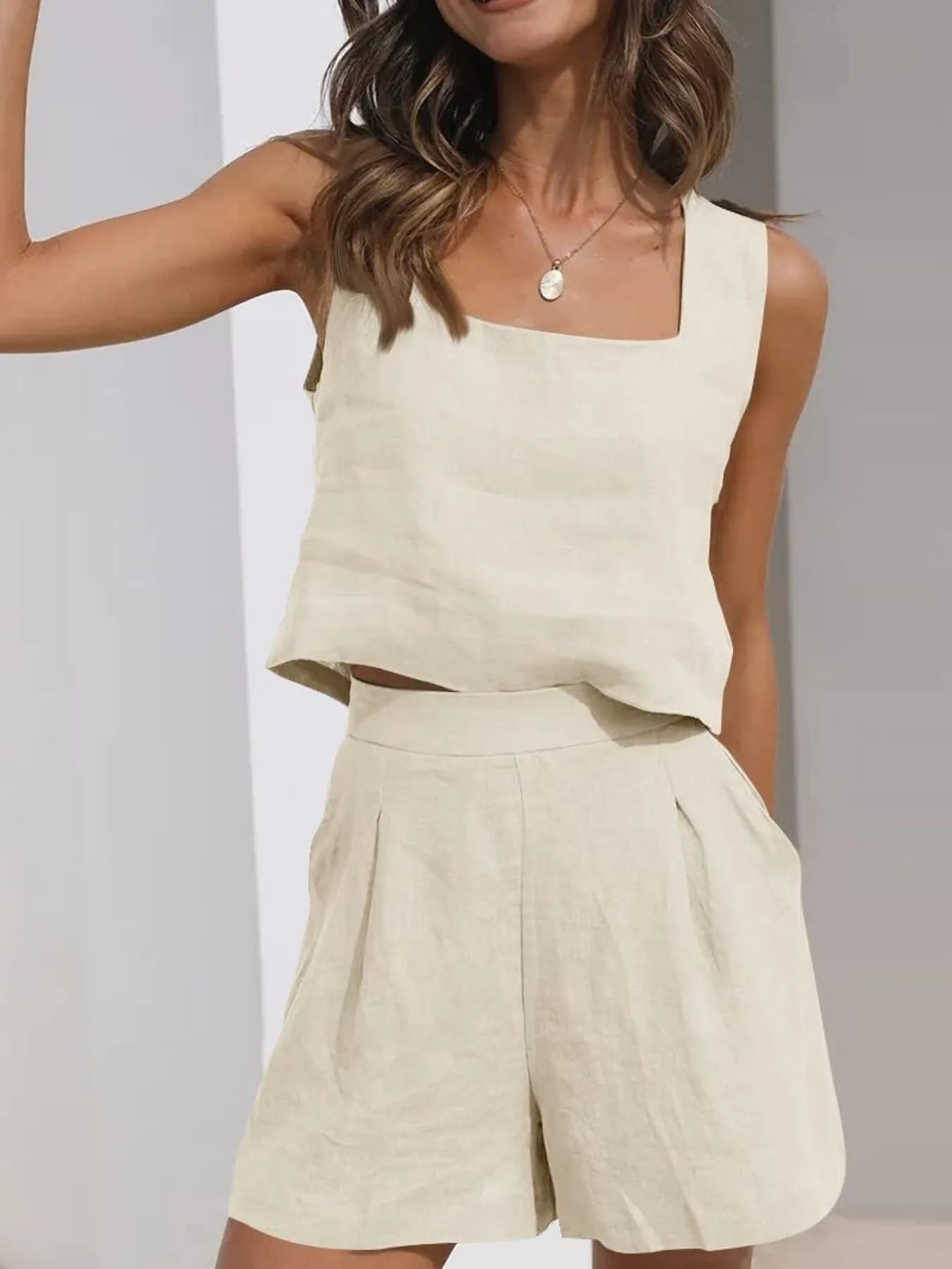 Square Neck Tank and Shorts Set 8e49031f57de4c768a411883d3c161bb-Max-Origin