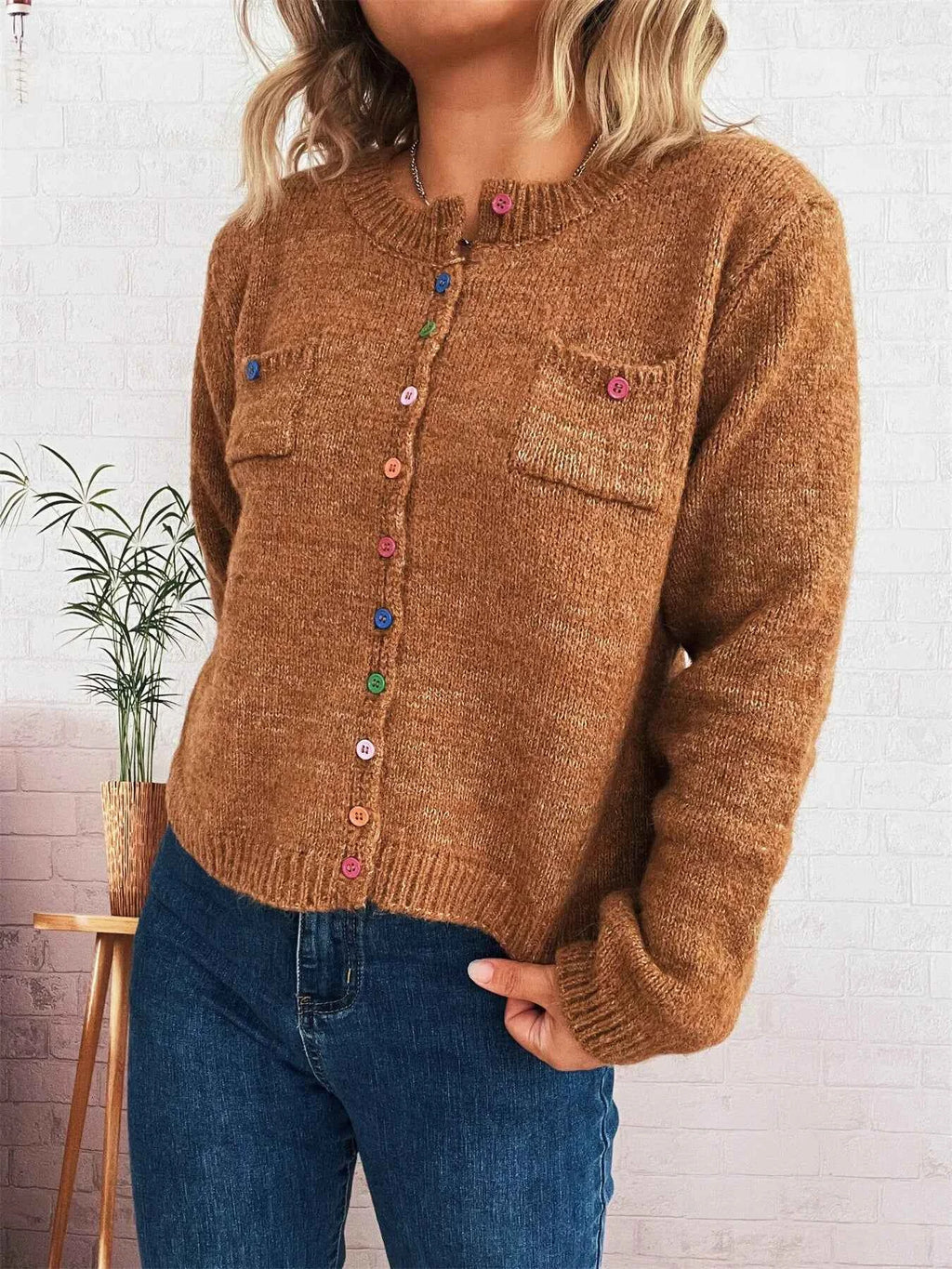 Button-Up Ribbed Hem Cardigan with Chest Pocket 8e4ac81ecb55465dbce2fc286151c0d0-Max-Origin