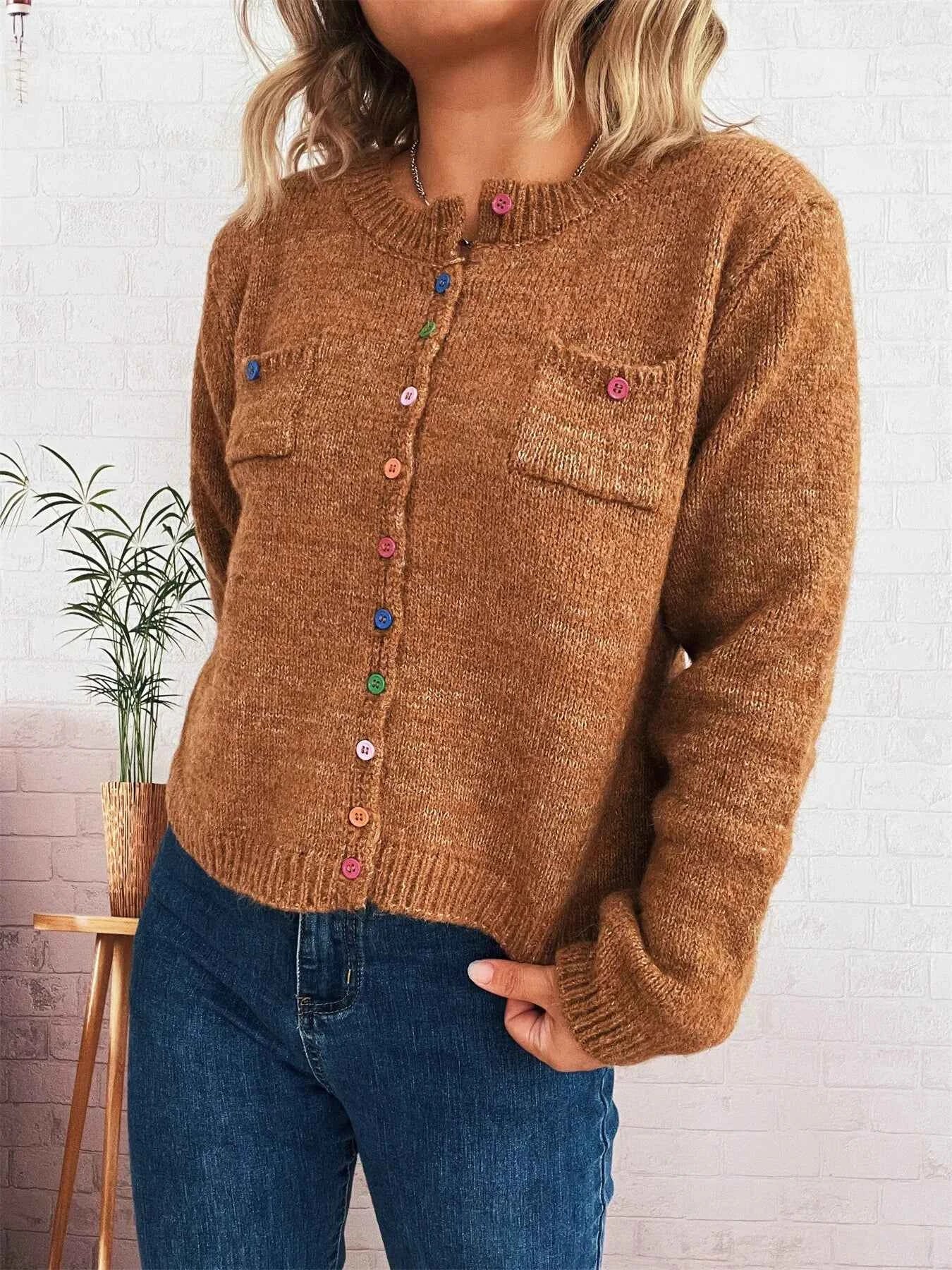 Button-Up Ribbed Hem Cardigan with Chest Pocket 8e4ac81ecb55465dbce2fc286151c0d0-Max-Origin