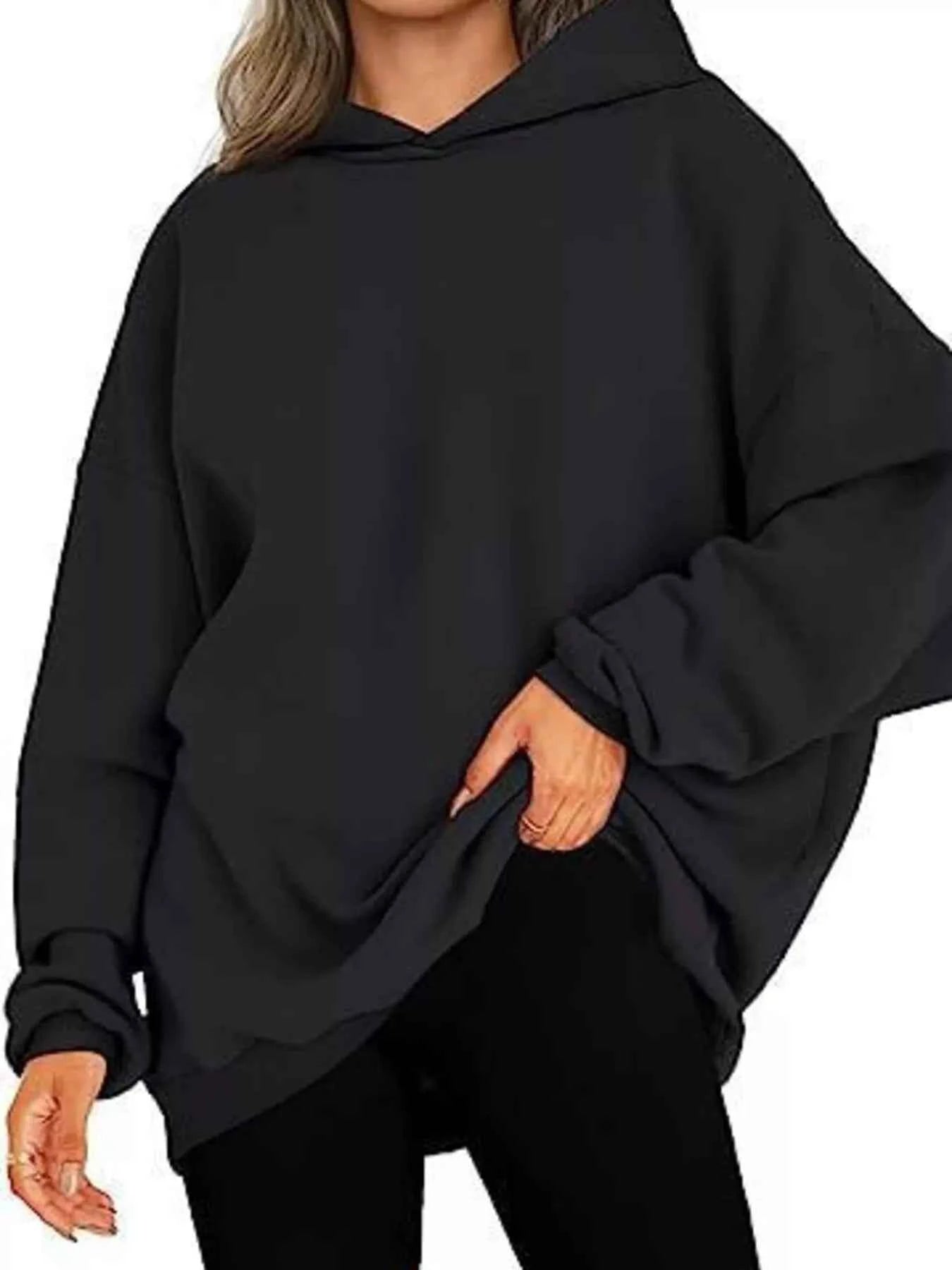 Drop Shoulder Long Sleeve Hoodie Black 8e4d4504ee1144869236d2c97b63a78a-Max-Origin
