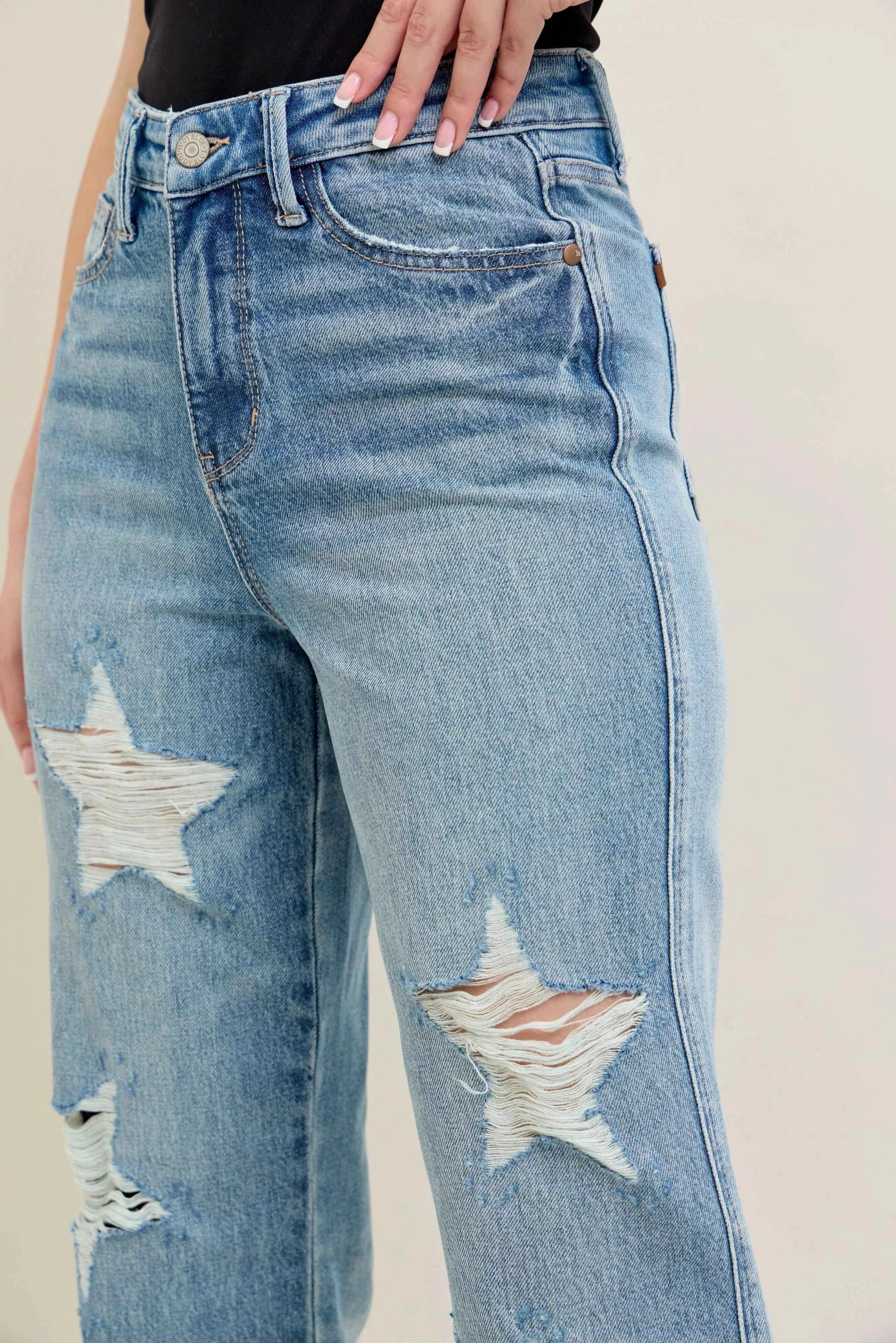 Judy Blue Full Size High Waist Rigid Magic Star Shaped Destroy 90's Straight Jeans Plus Size 8e58360e025d4e2faebbbccbafc8e813-Max-Origin