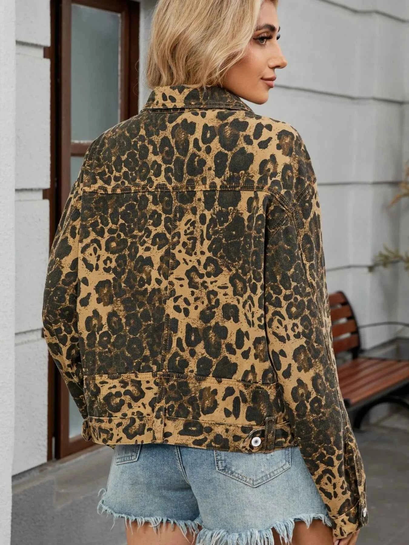 Leopard Print Button Up Denim Jacket 8e5a59374d7e4e23818e3ea9629101cc-Max-Origin