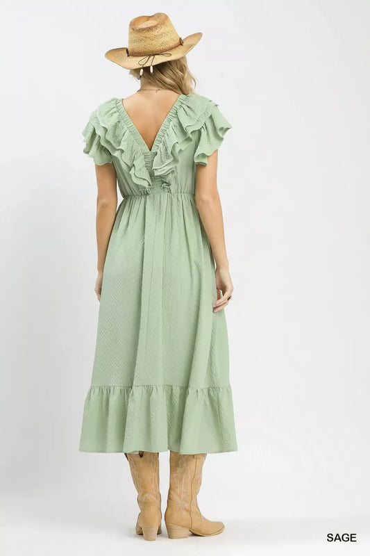 Textured Ruffle Midi Dress 8e631964-1859-4611-8cf5-c6a5bc1c193a-Max-Origin