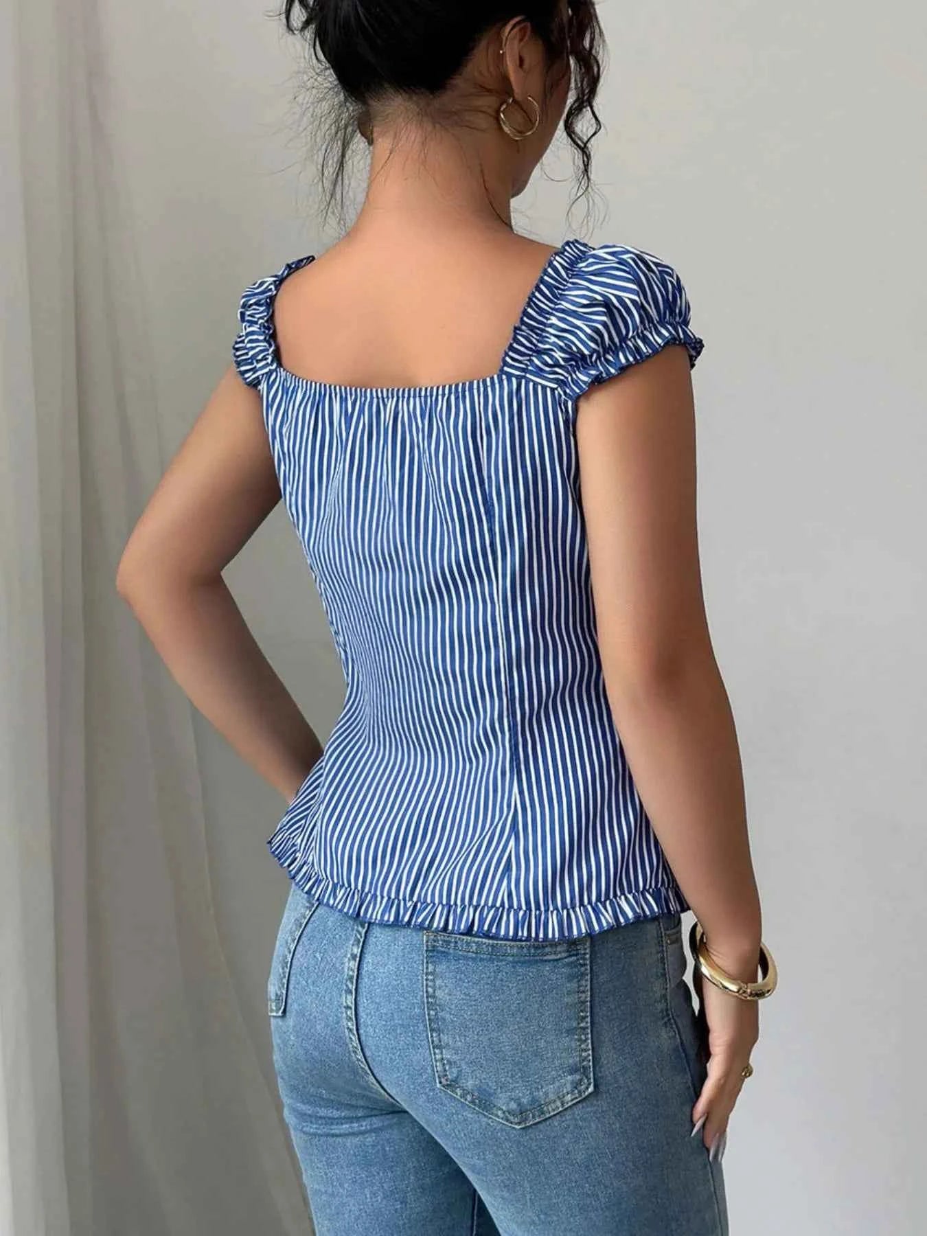 Striped Cap Sleeve Shirt 8e68e6d6-5f5f-4b2c-bea4-844a839fe409-Max-Origin