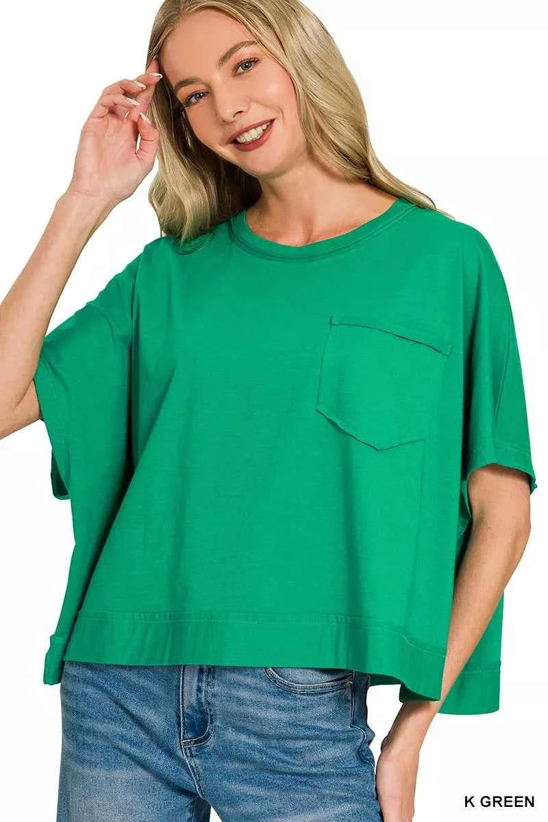 Zenana Exposed Seam Boxy Top K GREEN 8e6df3d69e084e4abb8eb5c3bf125461-Max-Origin